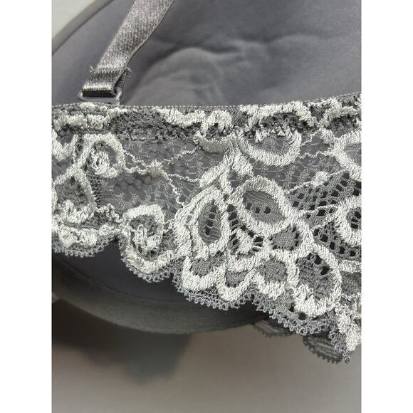Maidenform Women 05809 Push Up Bra‎ Gray Lace Floral Womens Size 34D New - Picture 9 of 10